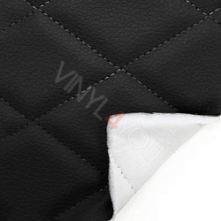 Экокожа стеганая Ромб Черная с Черной строчкой