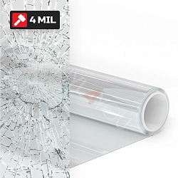 Прозрачная противоударная защитная пленка на окна 4Mil
